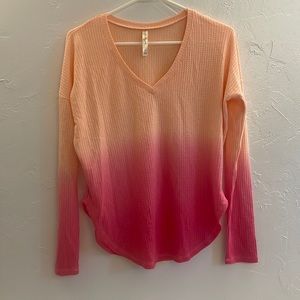 Orange & Pink Ombré Long Sleeve Knit